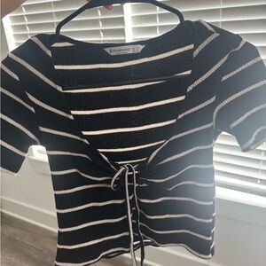 Stradivarius Black and White Striped Blouse